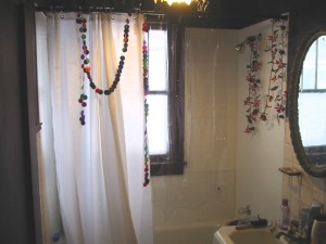 my grandpa's pointsettias I usually hang on his wallclock he gave me, and glitters of Christmas lights-Merry Christmas!!